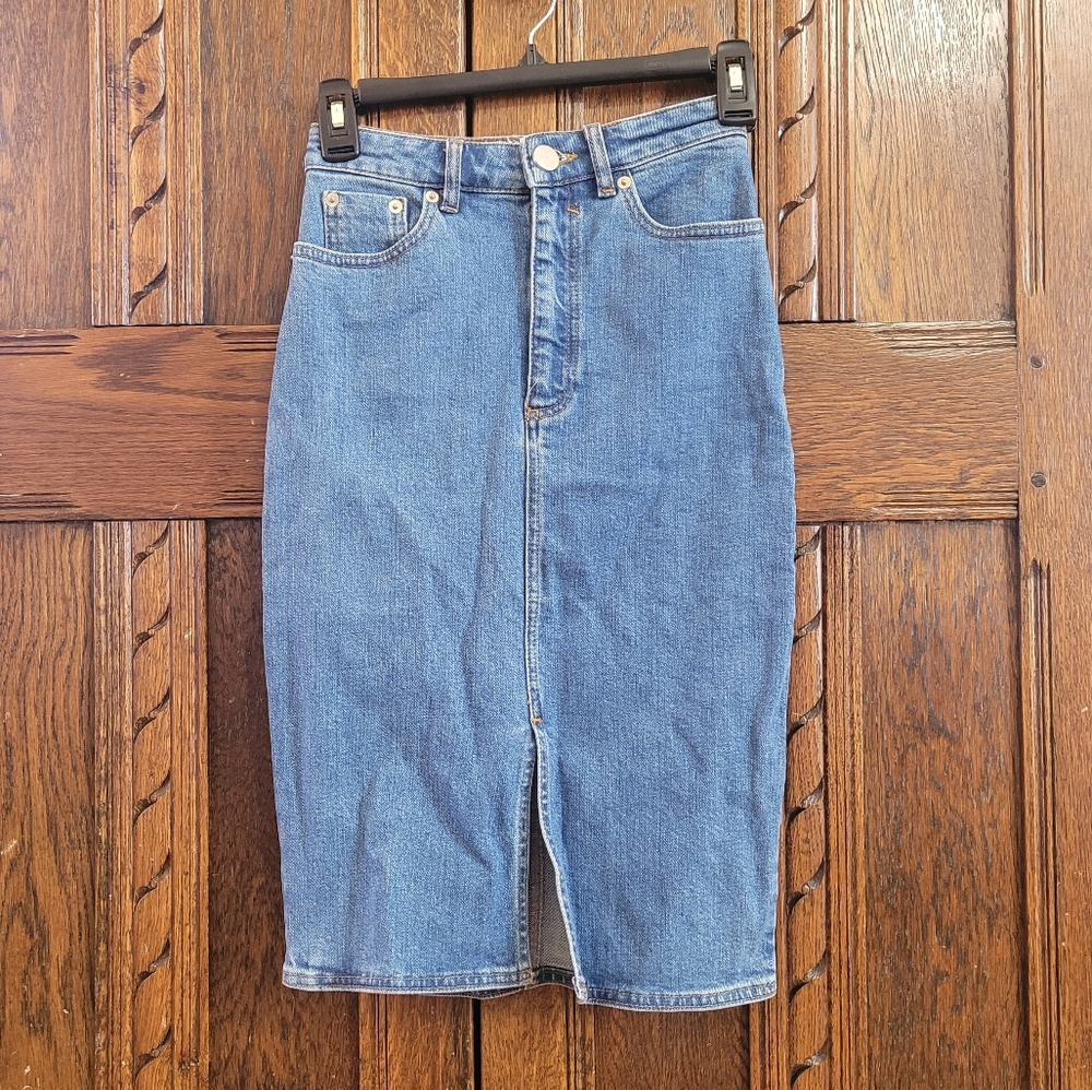 ASOS Denim High Rise Midi Skirt